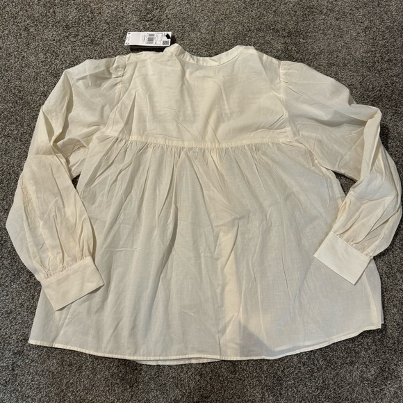 NWT MANGO MNG Size 4 Sml BOHO Cream Blouse Puff Sleeve Lace Insert Romantic NEW - Picture 8 of 13